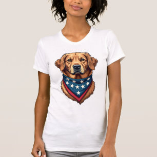Patriotic Golden Retriever Bandana Vintage Tee 4