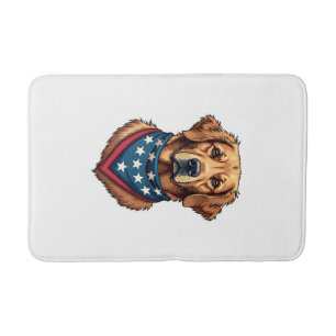 Patriotic Golden Retriever Bandana Vintage Tee 4 Bath Mat