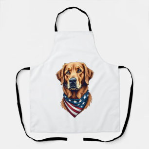 Patriotic Golden Retriever Bandana Vintage Tee Apron