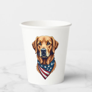 Patriotic Golden Retriever Bandana Vintage Tee Paper Cups