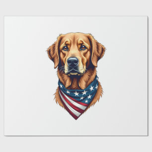 Patriotic Golden Retriever Bandana Vintage Tee Wrapping Paper