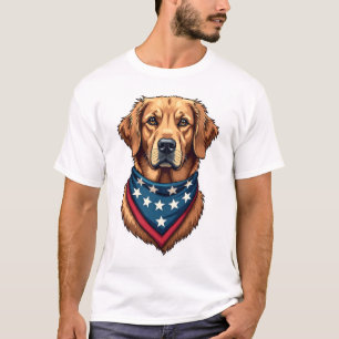 Patriotic Golden Retriever Bandanna Vintage Tee 4