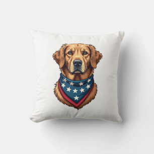 Patriotic Golden Retriever Bandanna Vintage Tee 4 Cushion