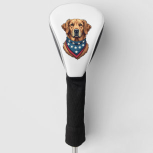 Patriotic Golden Retriever Bandanna Vintage Tee 4 Golf Head Cover