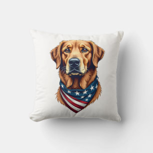 Patriotic Golden Retriever Bandanna Vintage Tee Cushion