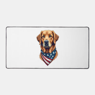 Patriotic Golden Retriever Bandanna Vintage Tee Desk Mat