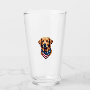 Patriotic Golden Retriever Bandanna Vintage Tee Glass