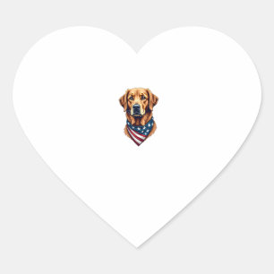 Patriotic Golden Retriever Bandanna Vintage Tee Heart Sticker