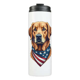 Patriotic Golden Retriever Bandanna Vintage Tee Thermal Tumbler