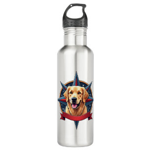 Patriotic Golden Retriever Compass Star Tee 2 710 Ml Water Bottle