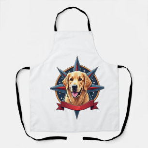 Patriotic Golden Retriever Compass Star Tee 2 Apron