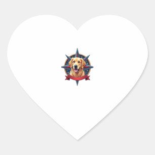 Patriotic Golden Retriever Compass Star Tee 2 Heart Sticker
