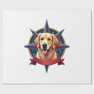 Patriotic Golden Retriever Compass Star Tee 2 Wrapping Paper