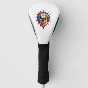 Patriotic Golden Retriever Corner Burst Shirt 2 Golf Head Cover
