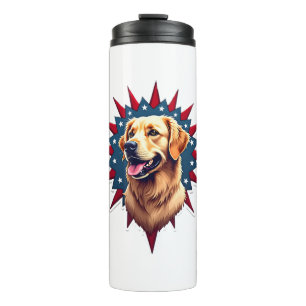 Patriotic Golden Retriever Corner Burst Shirt 2 Thermal Tumbler