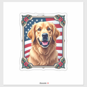 Patriotic Golden Retriever Corner Frame Shirt 3