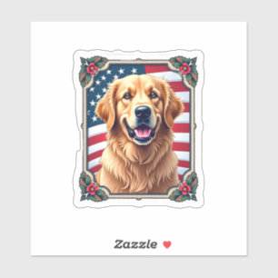 Patriotic Golden Retriever Corner Frame Shirt 3