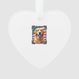 Patriotic Golden Retriever Corner Frame Shirt 3 Ornament