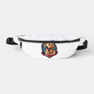 Patriotic Golden Retriever Crest Vintage Tee 2 Bum Bags