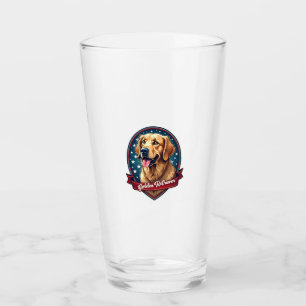 Patriotic Golden Retriever Crest Vintage Tee 2 Glass