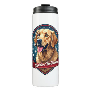 Patriotic Golden Retriever Crest Vintage Tee 2 Thermal Tumbler