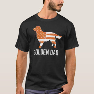 Patriotic Golden Retriever Dad Vintage American Fl T-Shirt