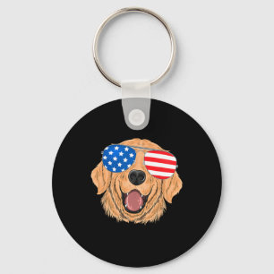 Patriotic Golden Retriever Dog 4th Of July Gift  Key Ring