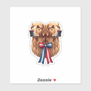 Patriotic Golden Retriever Double Portrait Shirt 2