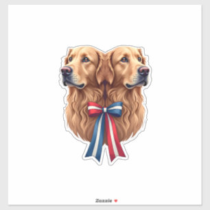 Patriotic Golden Retriever Double Portrait Shirt 2