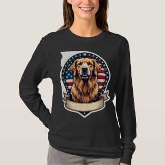 Patriotic Golden Retriever Emblem Vintage Tee 2