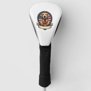 Patriotic Golden Retriever Emblem Vintage Tee 2 Golf Head Cover