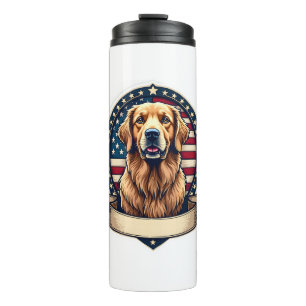 Patriotic Golden Retriever Emblem Vintage Tee 2 Thermal Tumbler