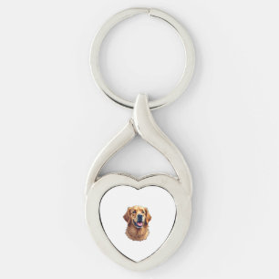 Patriotic Golden Retriever Face Vintage Shirt 4 Key Ring
