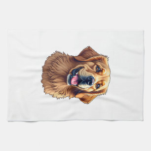 Patriotic Golden Retriever Face Vintage Shirt 4 Tea Towel
