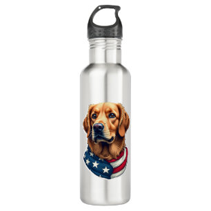 Patriotic Golden Retriever Face Vintage Shirt 710 Ml Water Bottle