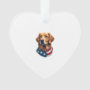 Patriotic Golden Retriever Face Vintage Shirt Ornament