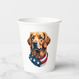Patriotic Golden Retriever Face Vintage Shirt Paper Cups