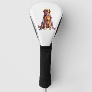 Patriotic Golden Retriever Falling Ribbon Shirt 2 Golf Head Cover