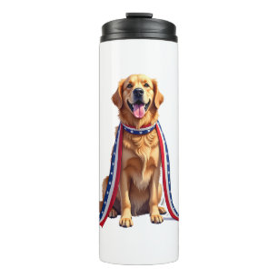 Patriotic Golden Retriever Falling Ribbon Shirt 2 Thermal Tumbler