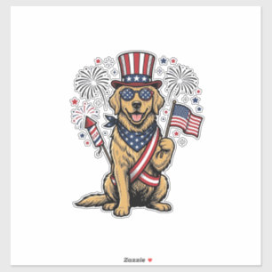 Patriotic Golden Retriever Fireworks Vintage Shirt