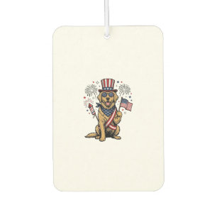 Patriotic Golden Retriever Fireworks Vintage Shirt Car Air Freshener