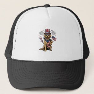 Patriotic Golden Retriever Fireworks Vintage Shirt Trucker Hat