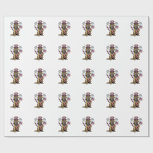 Patriotic Golden Retriever Fireworks Vintage Shirt Wrapping Paper