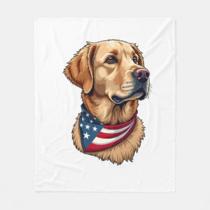 Patriotic Golden Retriever Head Vintage Shirt 4 Fleece Blanket