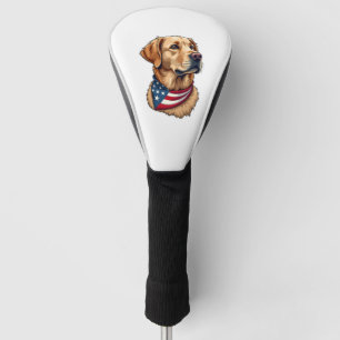 Patriotic Golden Retriever Head Vintage Shirt 4 Golf Head Cover