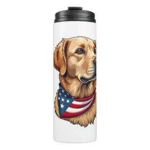 Patriotic Golden Retriever Head Vintage Shirt 4 Thermal Tumbler