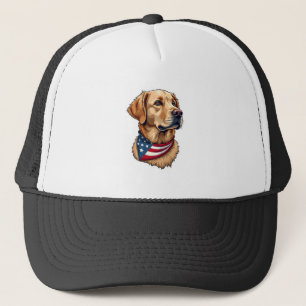 Patriotic Golden Retriever Head Vintage Shirt 4 Trucker Hat