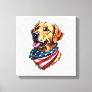 Patriotic Golden Retriever Head Vintage Shirt Canvas Print