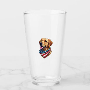 Patriotic Golden Retriever Head Vintage Shirt Glass