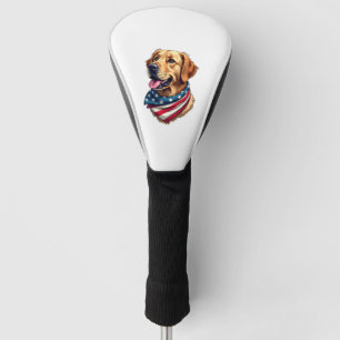 Patriotic Golden Retriever Head Vintage Shirt Golf Head Cover